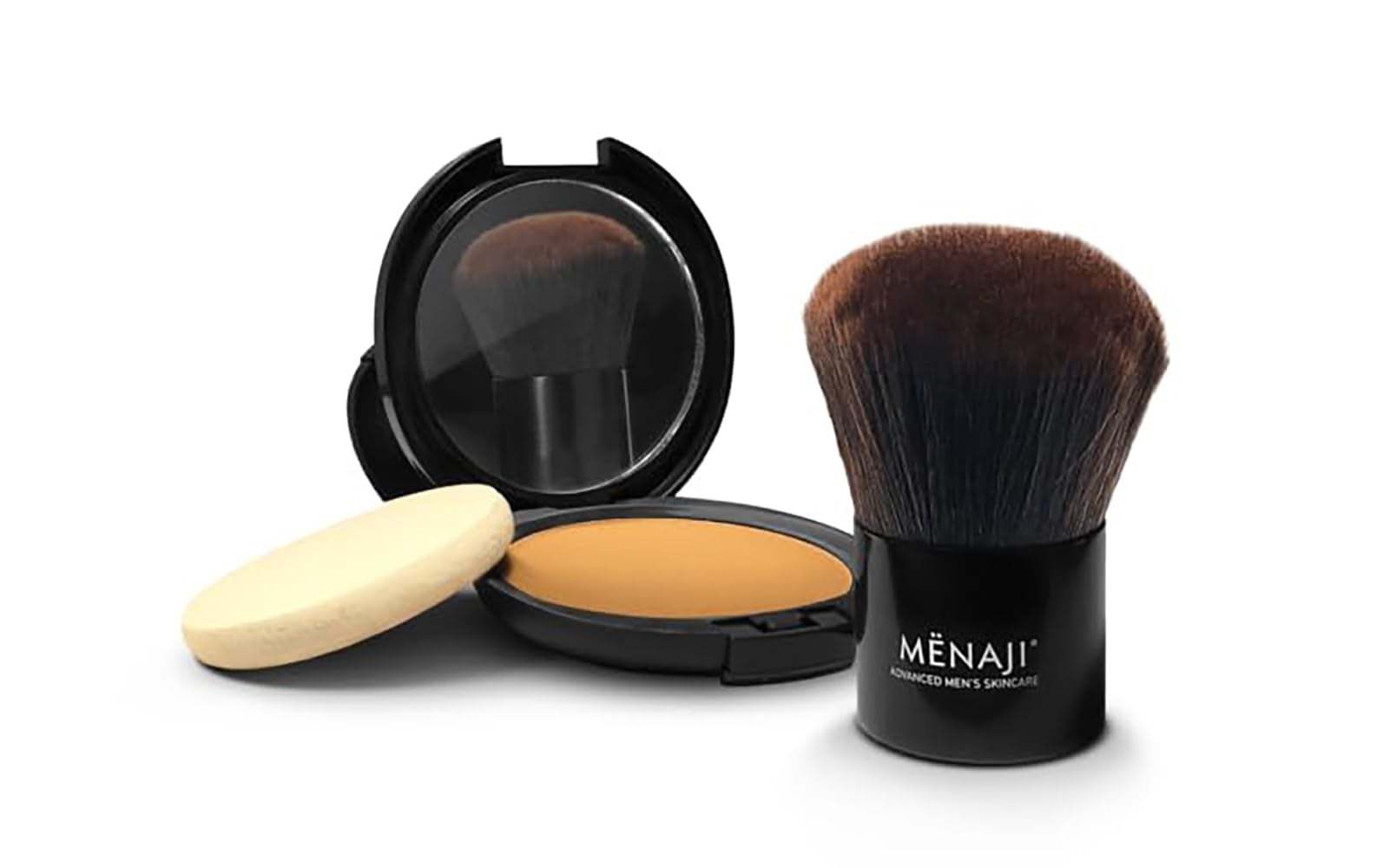 MENAJI Deluxe Kabuki Brush | Professional Quality Synthetic Brush Hair | For High-Definition Face Powder | Skin-Friendly and All-Occasion Kabuki Brush for Men
