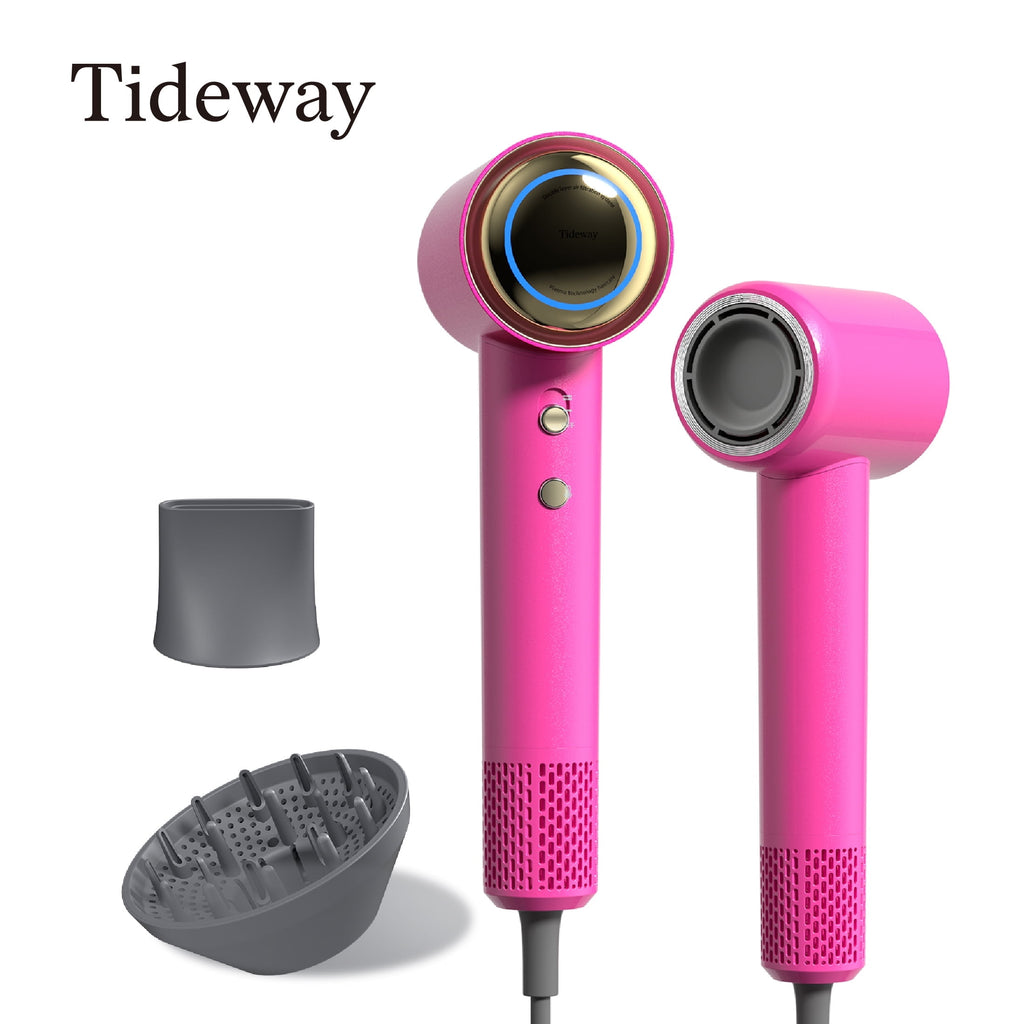 Tideway H11 Hair Dryer with Diffuser, High-Speed 110,000 RPM Brushless Motor, Plasma Tech, Smart Temp Control, Lightweight, Pink