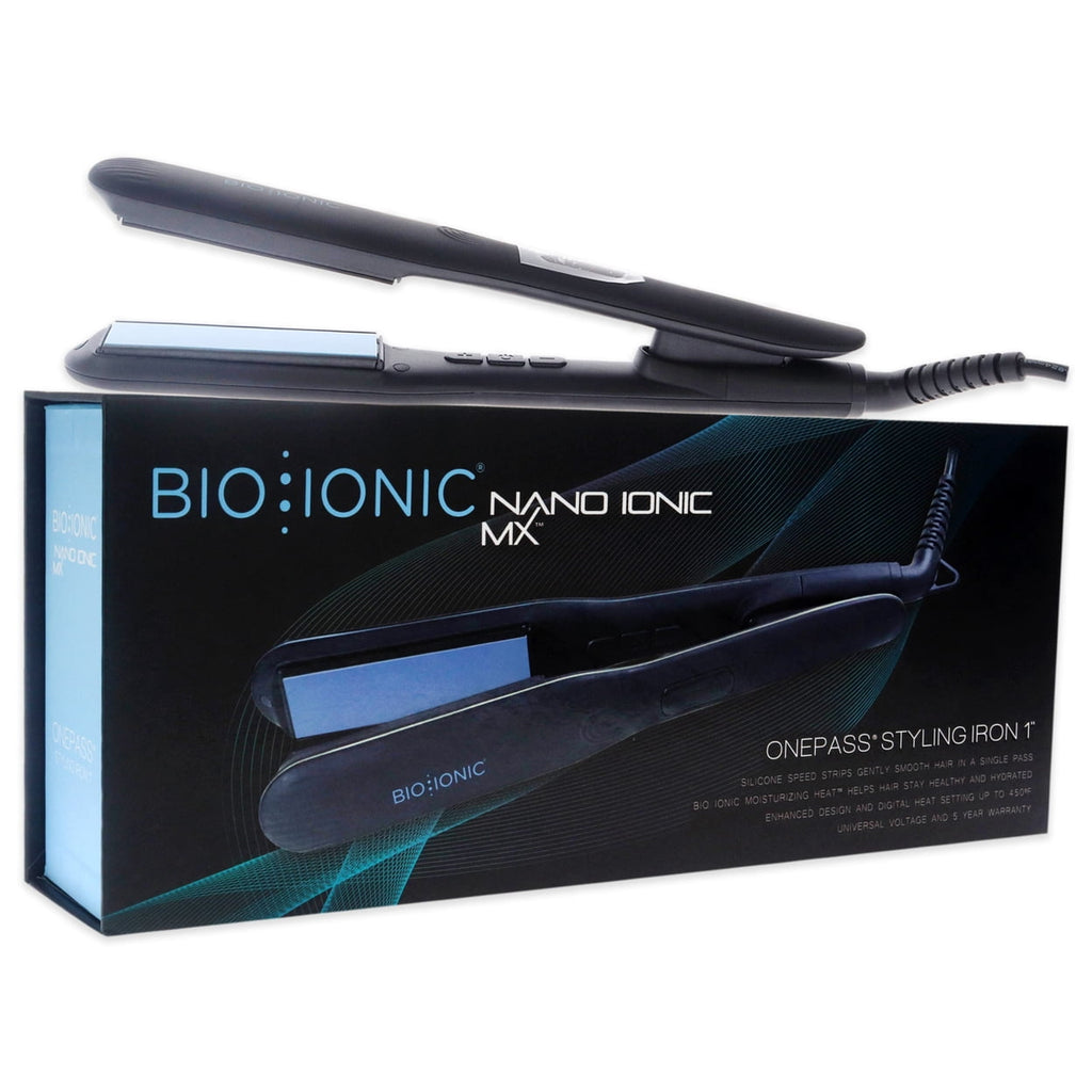 Bio Ionic Onepass Flat Iron, Hydrated and Frizz-Free Hair Styling, 1 Hour Auto Shut-Off, 1-Inch