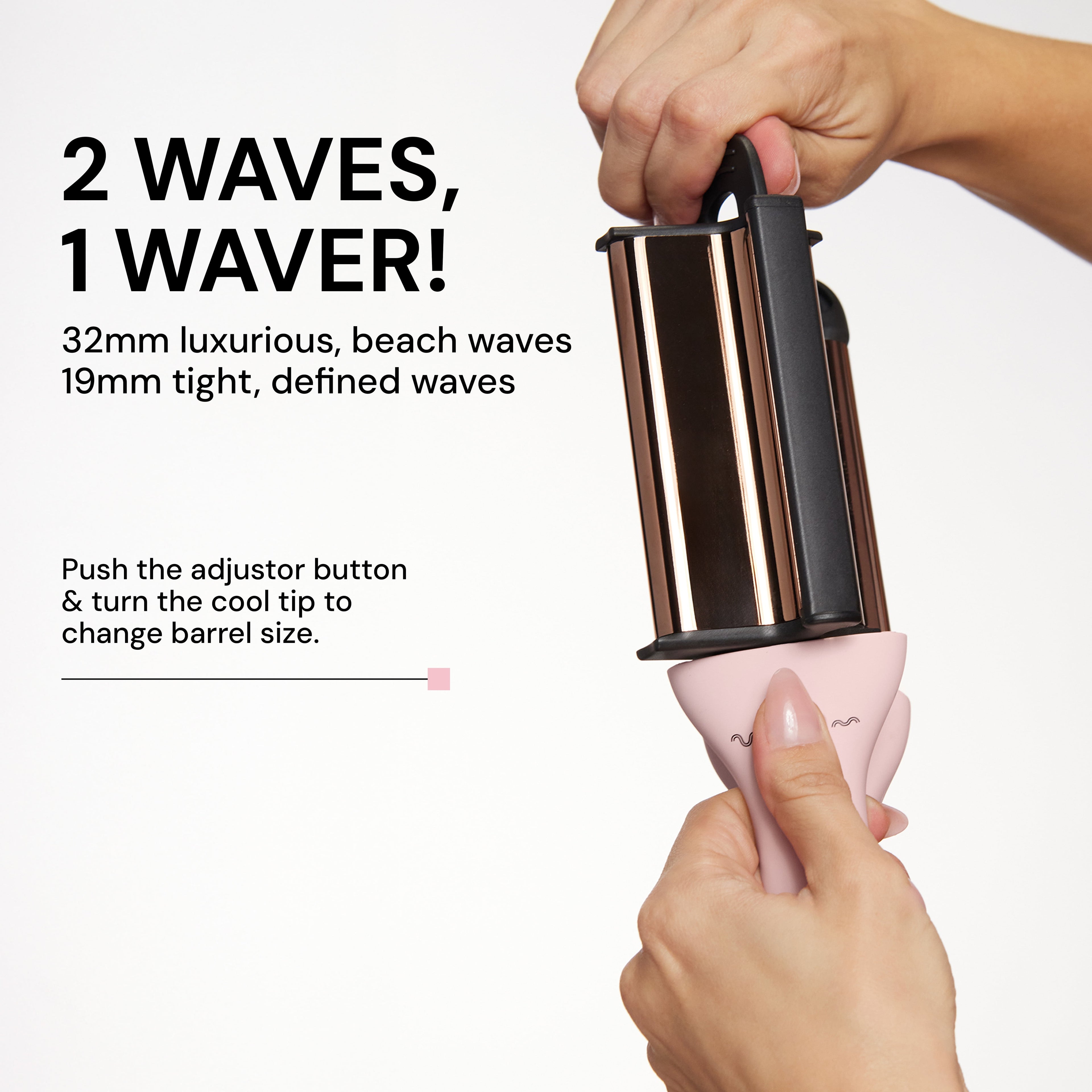 L'ANGE Hair VersaWaver Adjustable Titanium Waver | Pick 19mm or 32mm Waves with 1 Tool | Titanium 3-Barrel Waving Tool (Black)