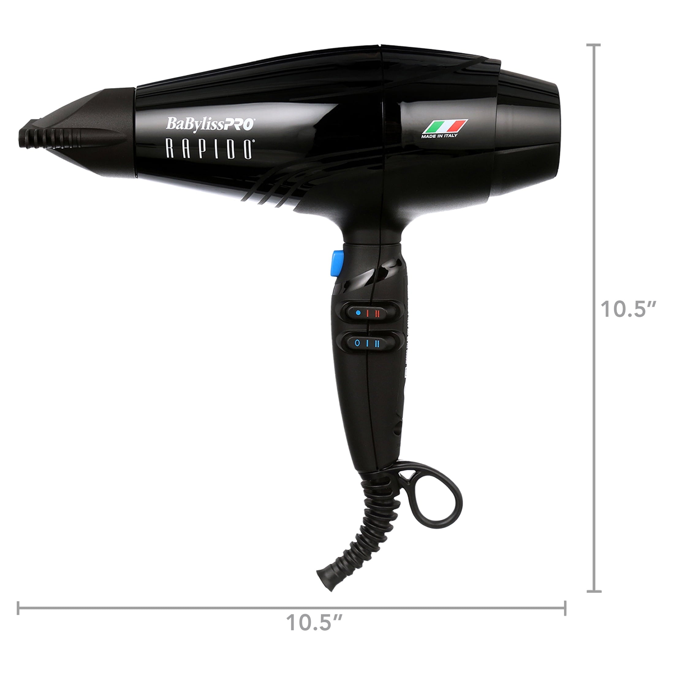 BaBylissPRO Rapido Professional Hair Dryer, Black, Made in Italy