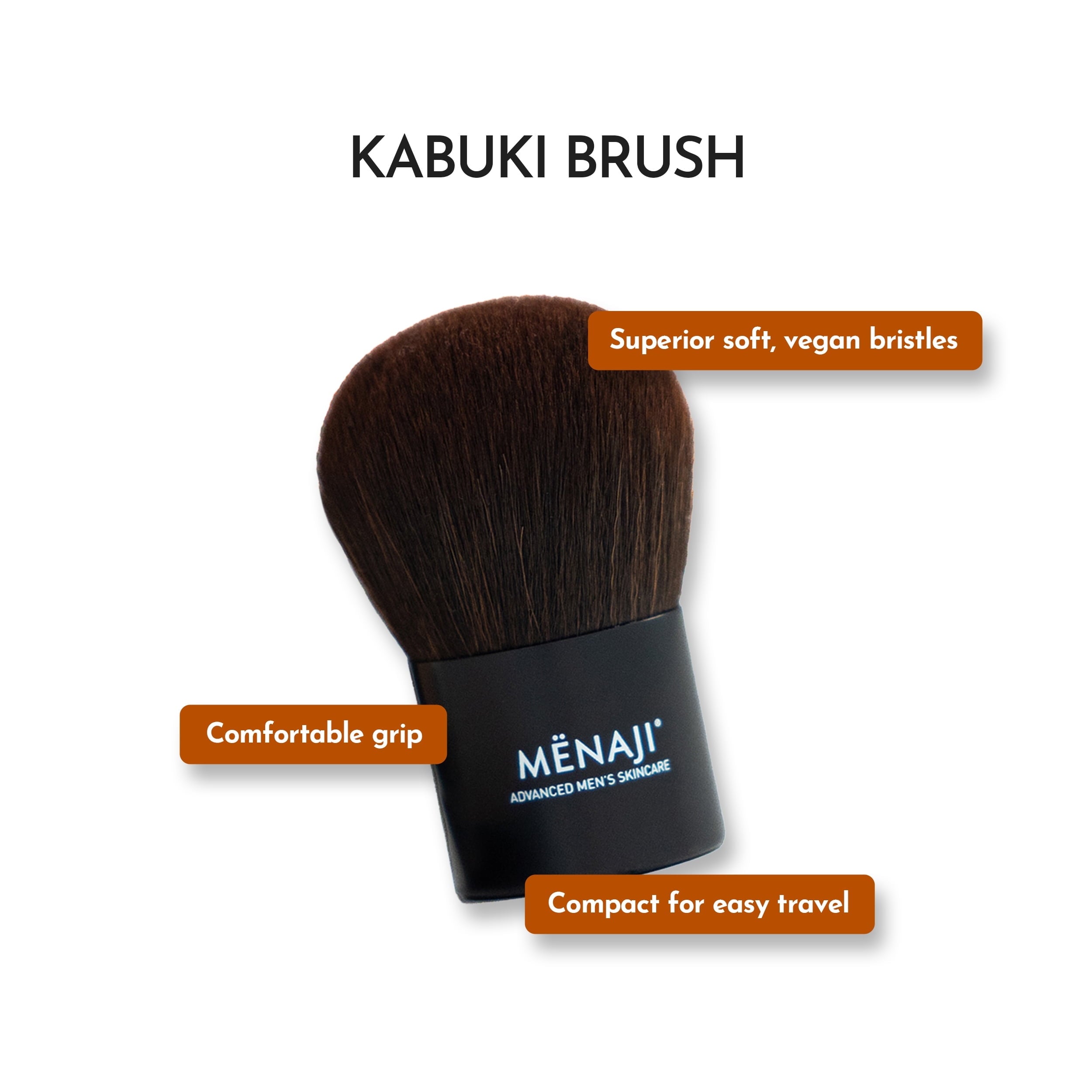 MENAJI Deluxe Kabuki Brush | Professional Quality Synthetic Brush Hair | For High-Definition Face Powder | Skin-Friendly and All-Occasion Kabuki Brush for Men