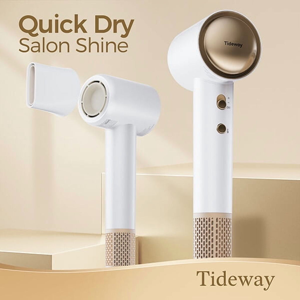 Tideway M02 High-Speed Hair Dryer with Diffuser, 110,000 RPM Brushless Motor, Ionic Care, 4 Heat Settings, Smart Thermo Control, Gold
