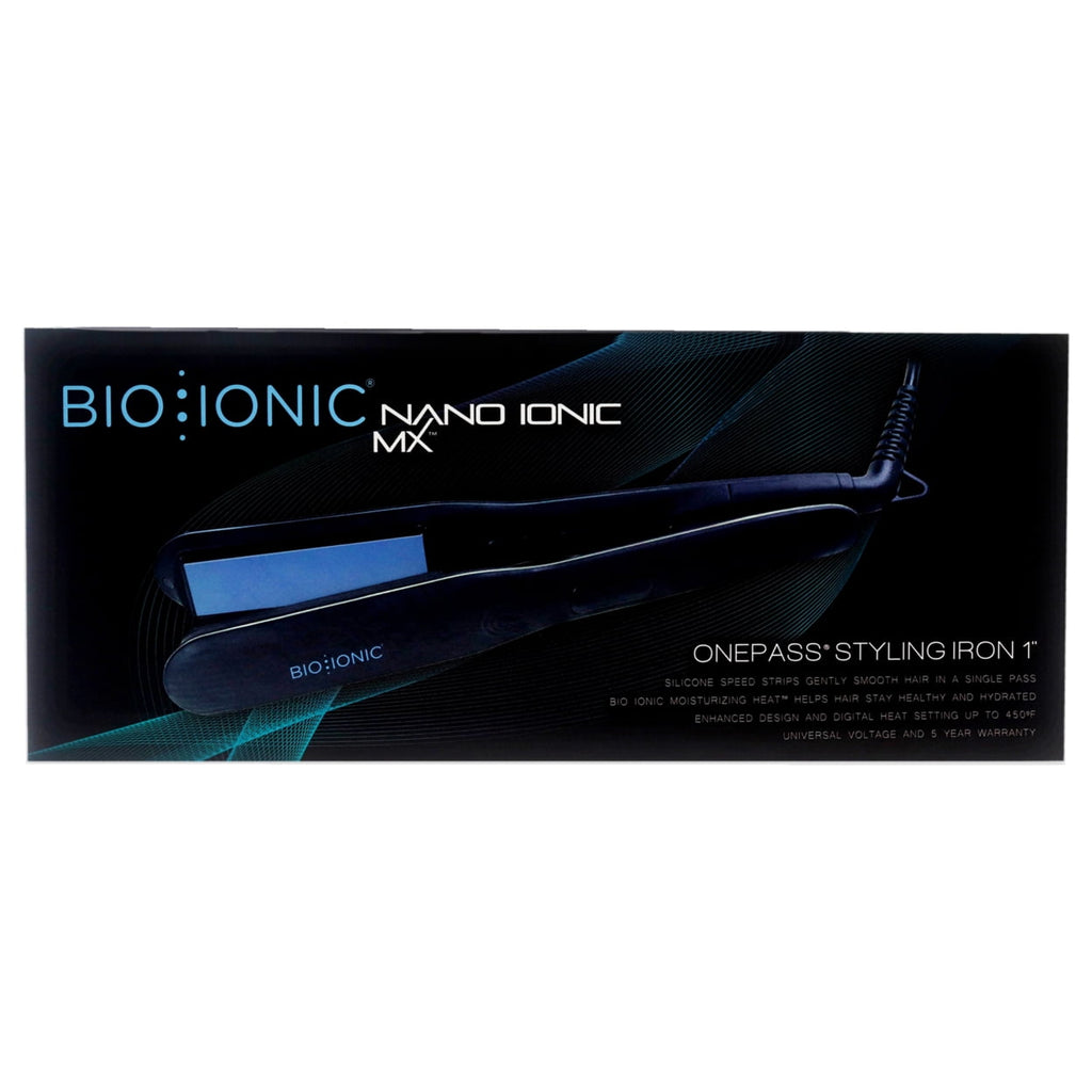 Bio Ionic Onepass Flat Iron, Hydrated and Frizz-Free Hair Styling, 1 Hour Auto Shut-Off, 1-Inch
