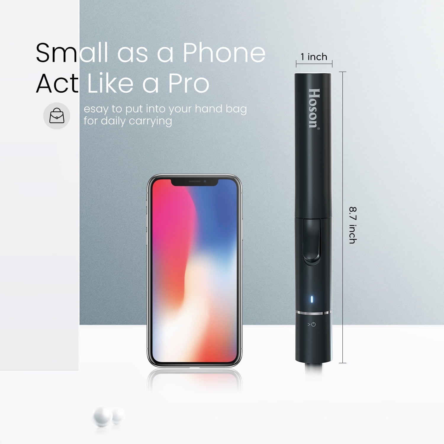 1 inch Ceramic Mini Curling Iron for Short Hair, Small Hair Curler Iron for Travel, Dual Voltage Curling Wand for Worldwide Trip(Black)