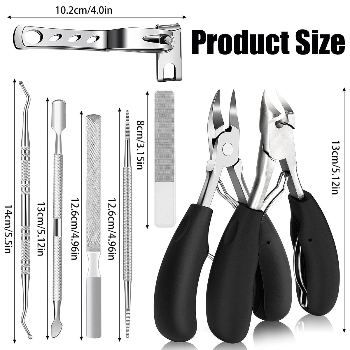 10PCS Podiatrist Toenail Clippers,Toe Nail Clippers for Thick Nails and Ingrown Toenails,Professional Toenail Clippers Set,Toe Nail Clippers for Adult and Seniors
